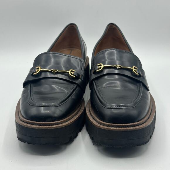 SAM EDELMAN Laurs Chunky Lug Sole Loafers Patent Leather Black Sz 11 - Picture 4 of 9